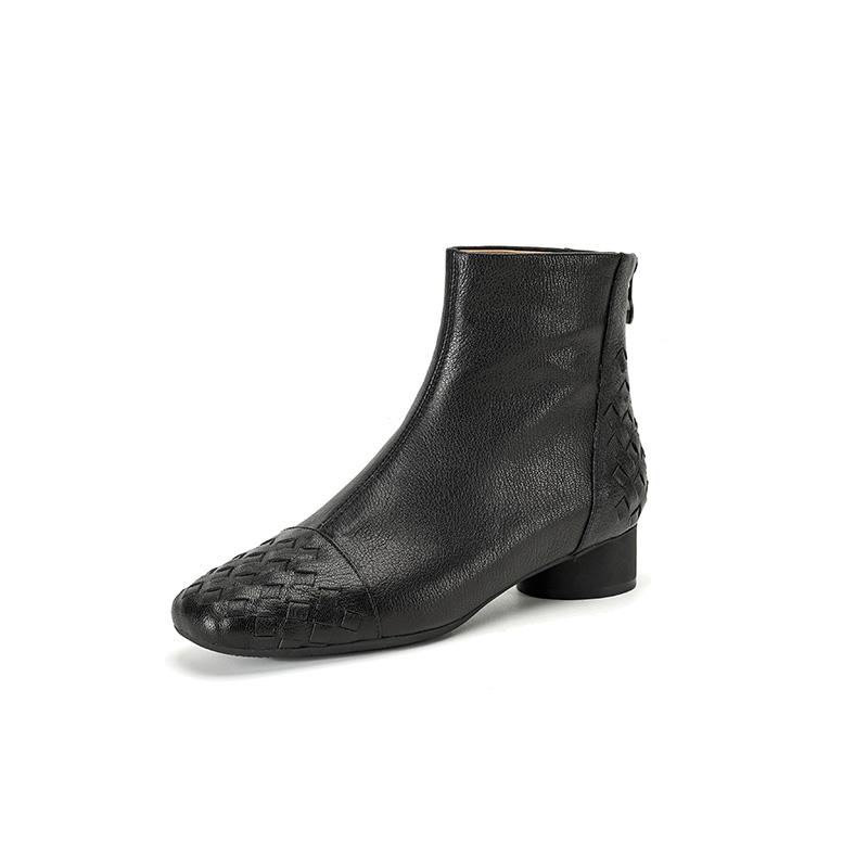 Fashion 2025 NEW Autumn Ankle Boots Genuine Leather Women Shoes Round Toe Zipper Modern Boots Low Heel Chelsea Boots Ladies Shoes