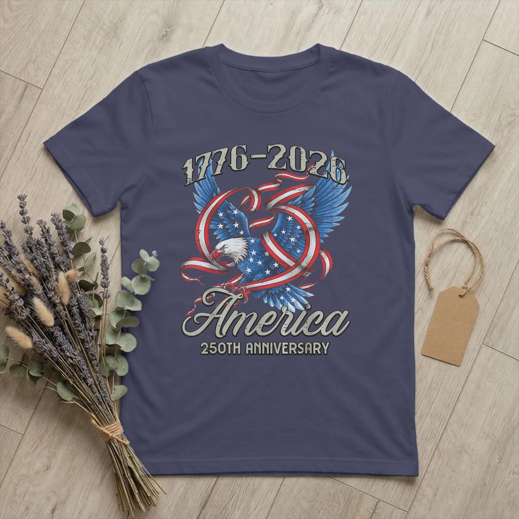 Unisex America 250 Anniversary 1776 2026 T Shirt USA 100 Cotton merch Cool Short Sleeve Crewneck Tee Shirt Classic TShirts