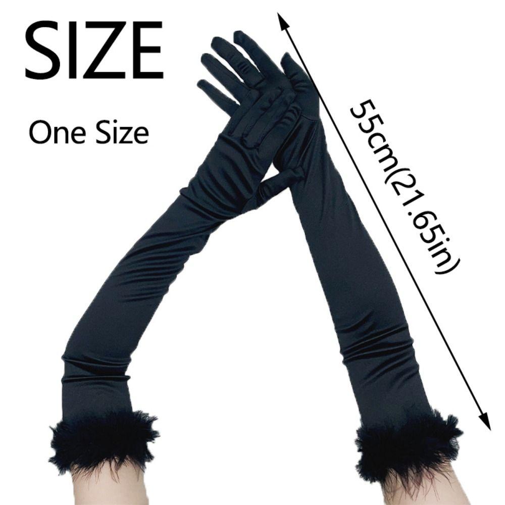 Satin Bride's Long Gloves Elegant Women Cosplay Gloves Romantic Women's Long Mittens Evening Party