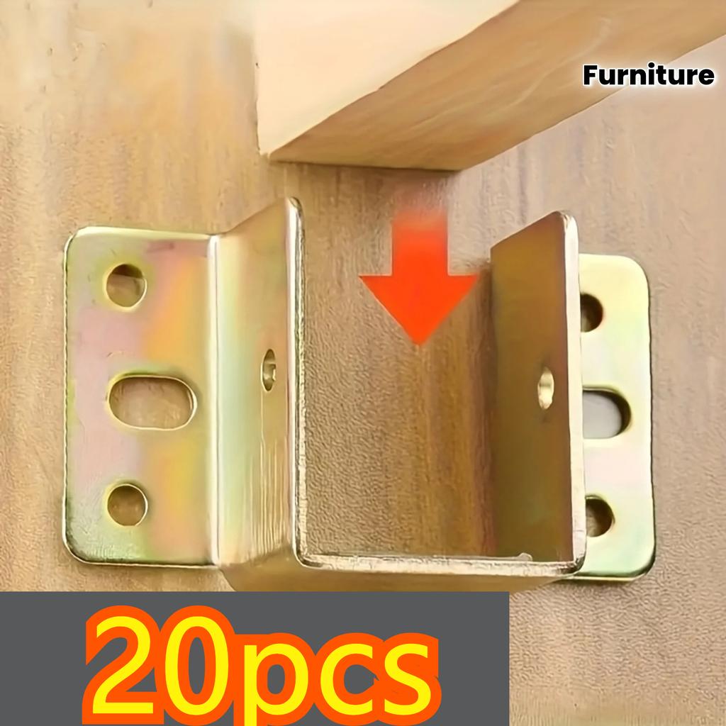 20pcs Durable Metal Bed Beam Support Brackets - Thickened for Stable Furniture Fixing, for Home & Office Use, Easy Installation