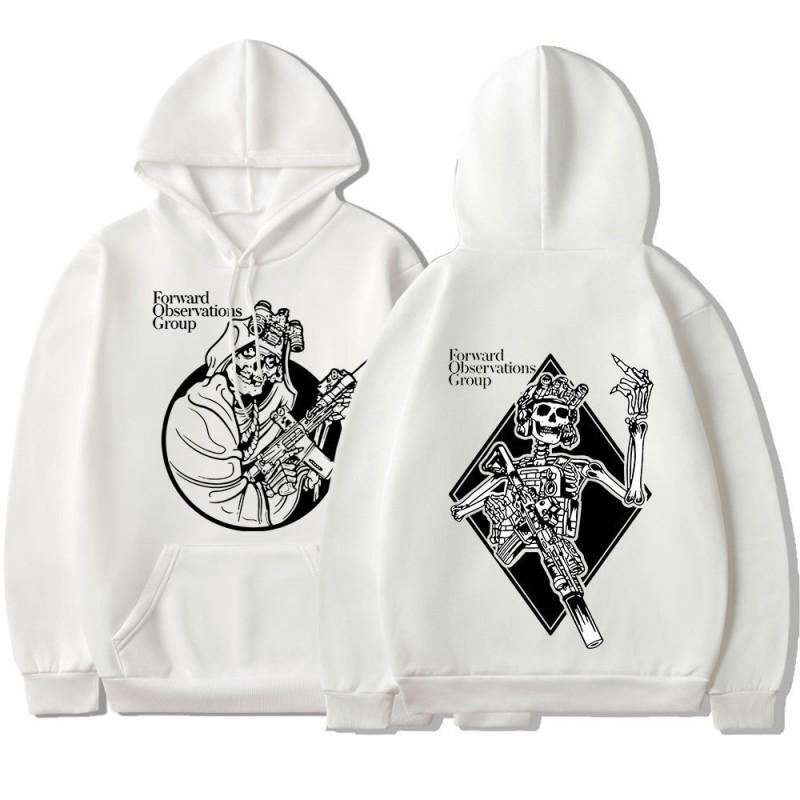 Punk Skeleton Graphic Hoodie Men Streetwear Casual Long Sleeve Pullover Hooded Sweatshirt