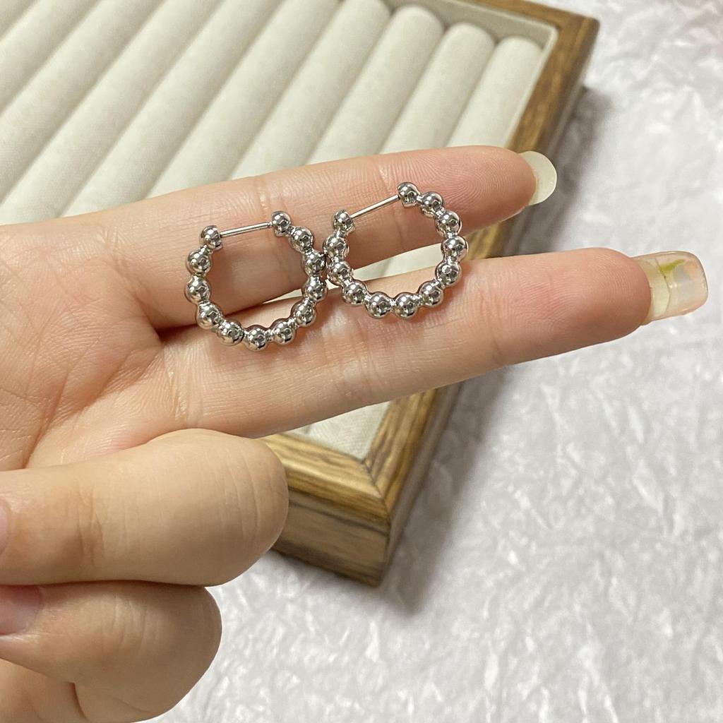 European and American Retro Geometric Titanium Steel Earrings - Minimalist, High-End Niche Design