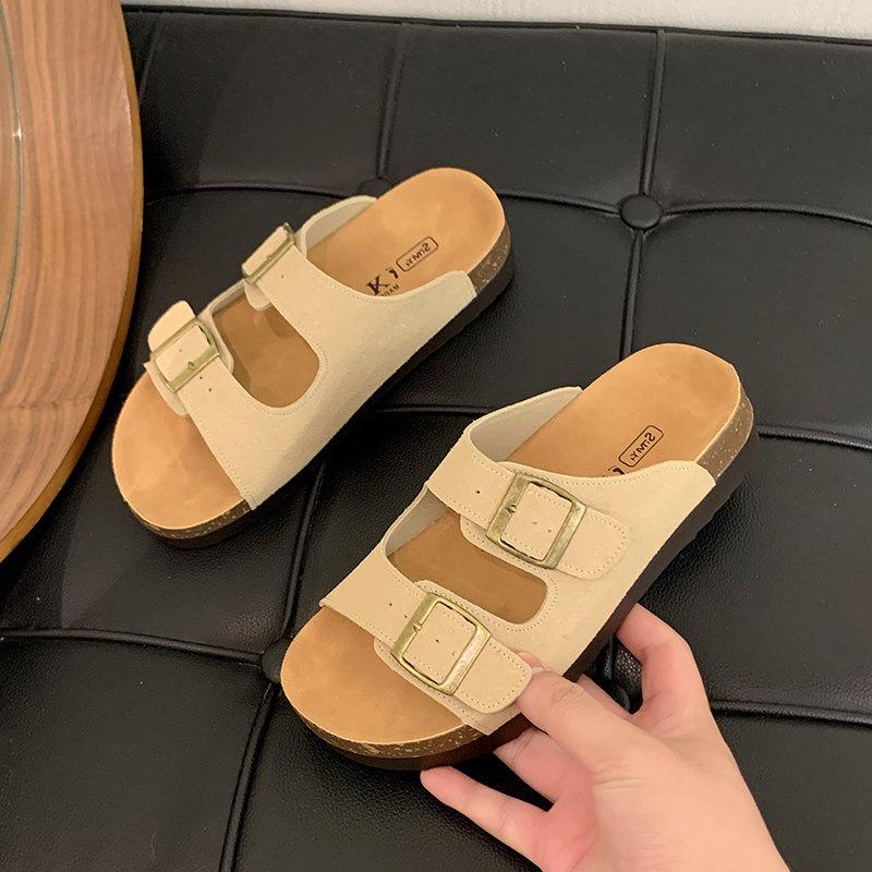 Sommer vielseitige Damen Schuhe Mode Internet Berühmtheit Strandschuhe Meer ein Wort Pantoletten lässig Urlaub flache Hausschuhe Außenbekleidung