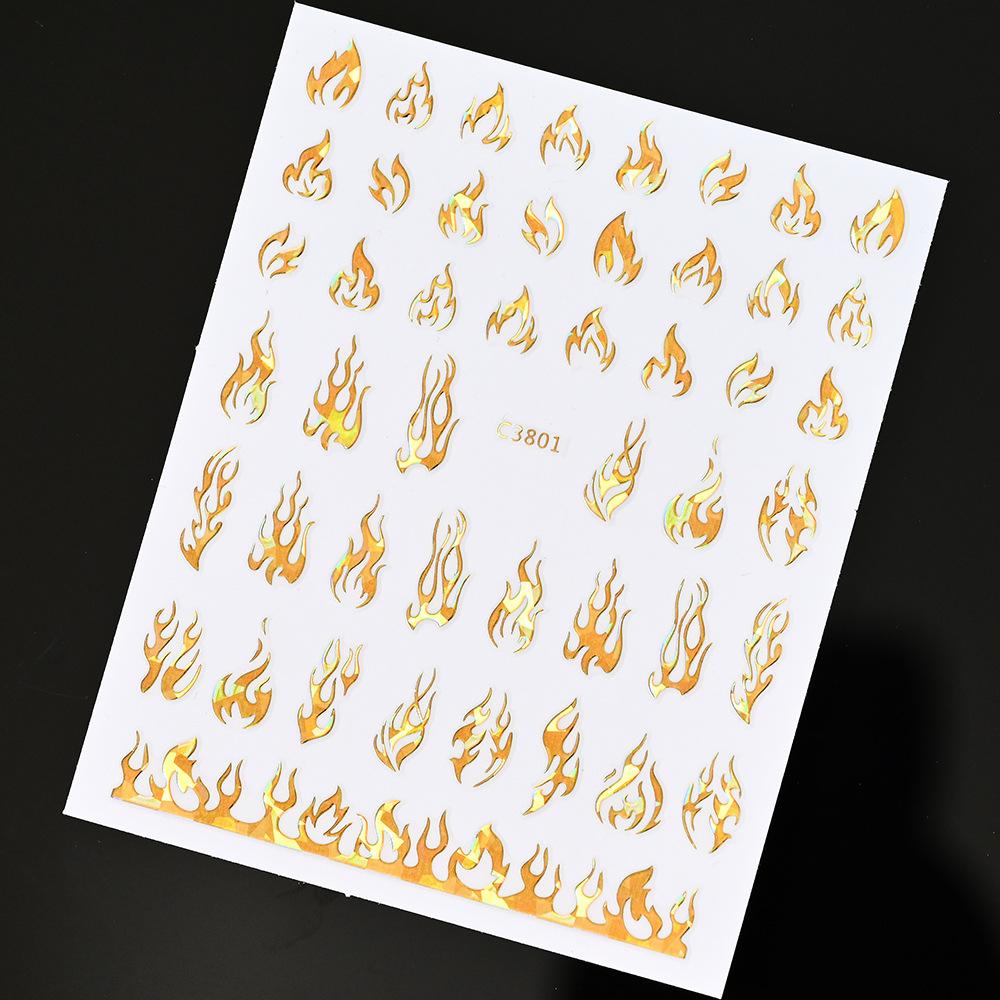 Bronzing Solid Color Butterfly Flame Nail Art Sticker 3D Adhesive Self-Adhesive Sweet Wind Nail Decorative Patch