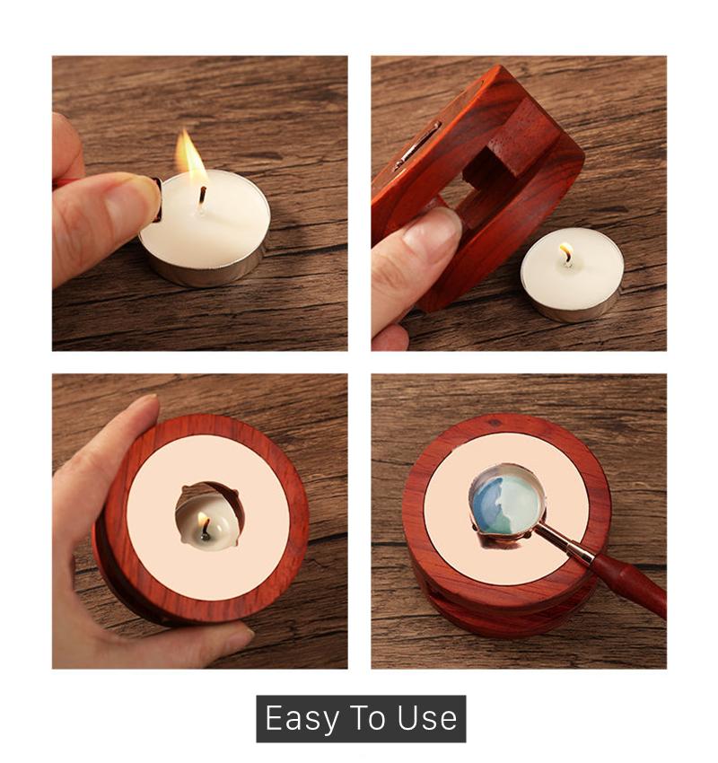 Retro Solid Wood Sealing Wax Burner Sealing Wax Melting Pot Wax Seal Holder Spoon Wax Heater Furnace Stove DIY Craft Supplies