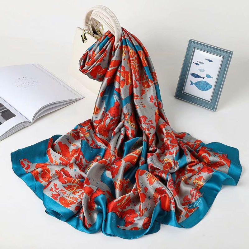 180*90 cm Luxus Marke Frauen Sommer Seide Schals Schal Dame Wrap Weich Weibliche Europa Designer Strand Bandana Foulard Schalldämpfer pareo