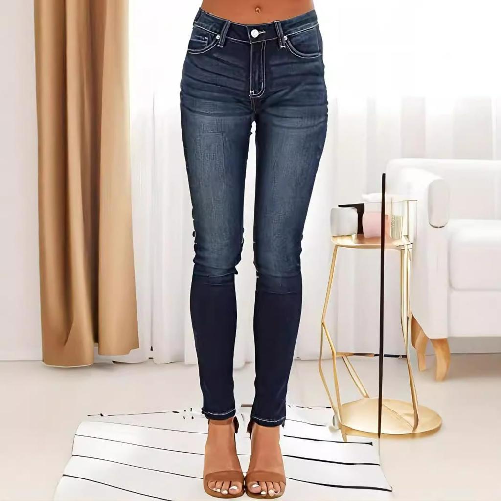 Women's High Waist Washed Women's Jeans Fashionable Versatile Straight Leg Pants