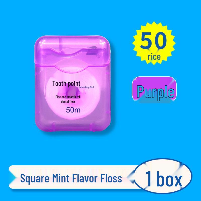 Mint Waxed Ultra-Thin Floss Roll - 50m Square Box, Portable & High Tensile Strength