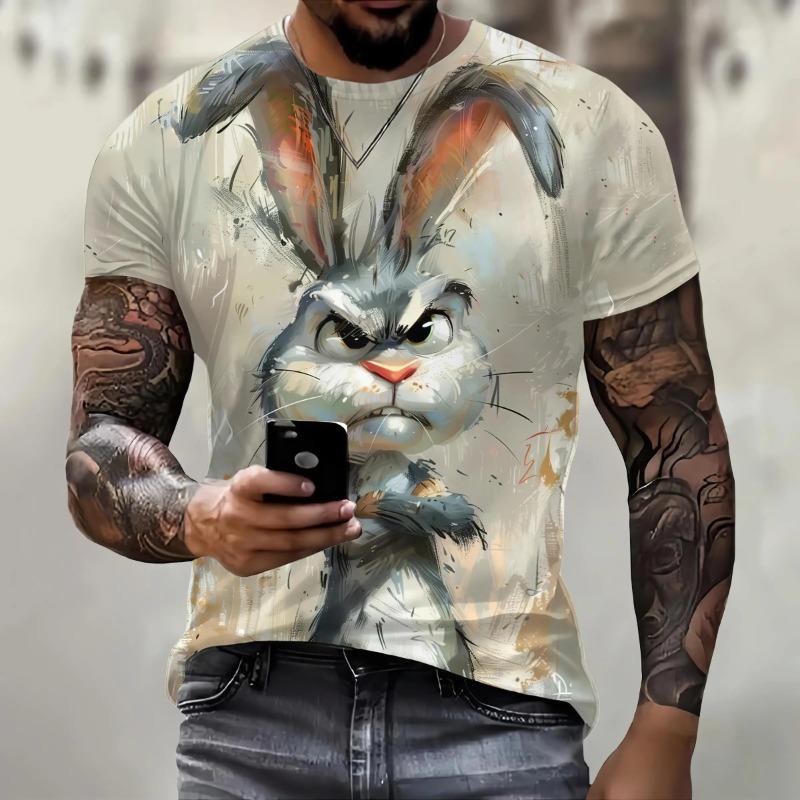 Men's T-shirt 3D Animal Printed Streetwear Short-Sleeved Harajuku Casual Loose Tee Pullover Y2k Tee Tops Clothing Shirt