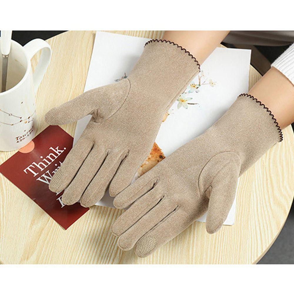 Thin Velvet Cashmere Gloves Thickened Warm Mittens Daily Furry Gloves  for Outdoor Cycling Driving