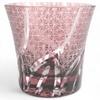 Mizukage Kiriko Glass Ranbori Komon with Bottom Beautiful Workman Current Model J-kitchens Cup, 94xH85mm, 240cc, (Small Pattern) Purple, Engraving,