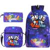Cartoon Teacup Head Cuphead Student Backpack Oblique Span Bag Pencil Bag Primary And Secondary School Students Children'S Schoolbag Three-Piece Set