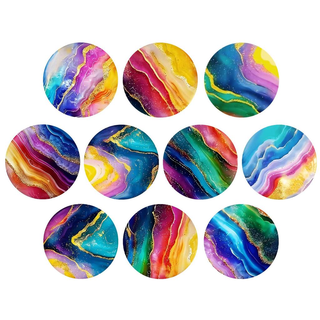 Rainbow Marble Texture Glass Refrigerator Magnets - Home Decoration Stickers