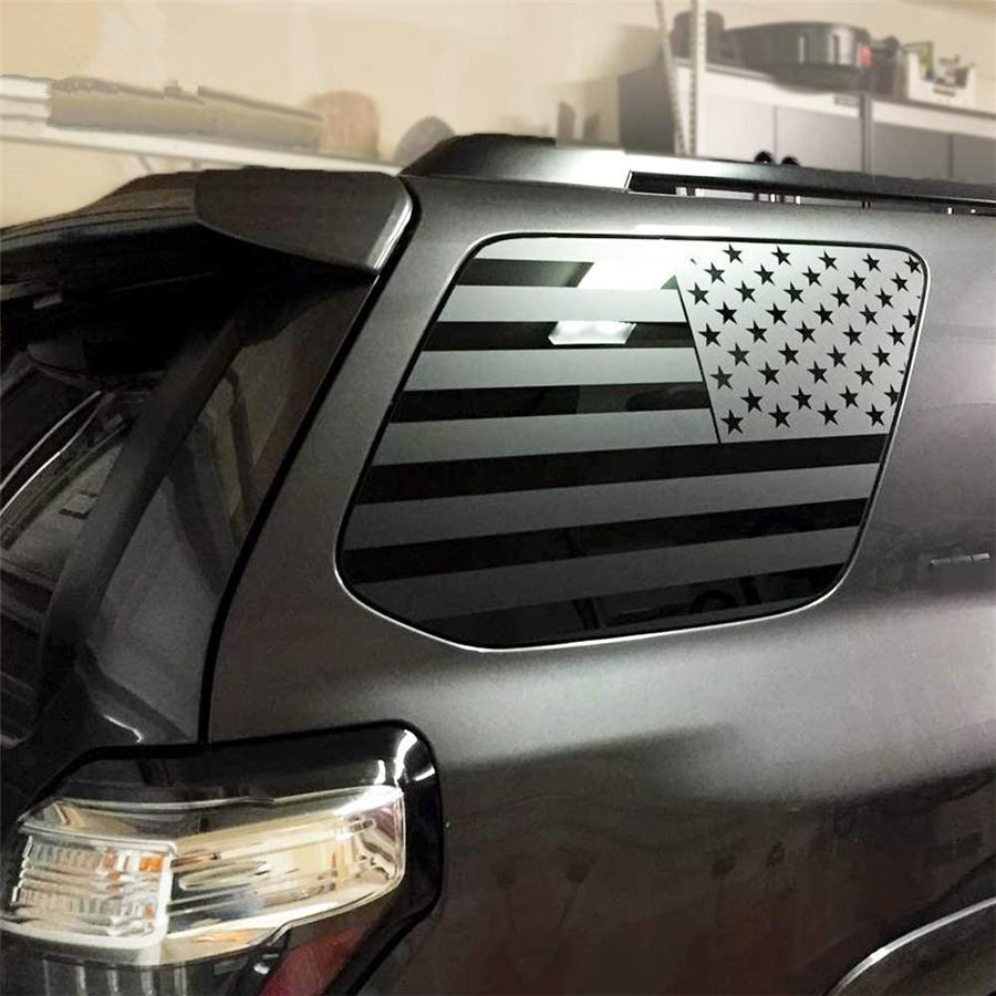 2x Quarter Window US Flag Decal Sticker For Toyota 4Runner 2010-2022 Matte Black