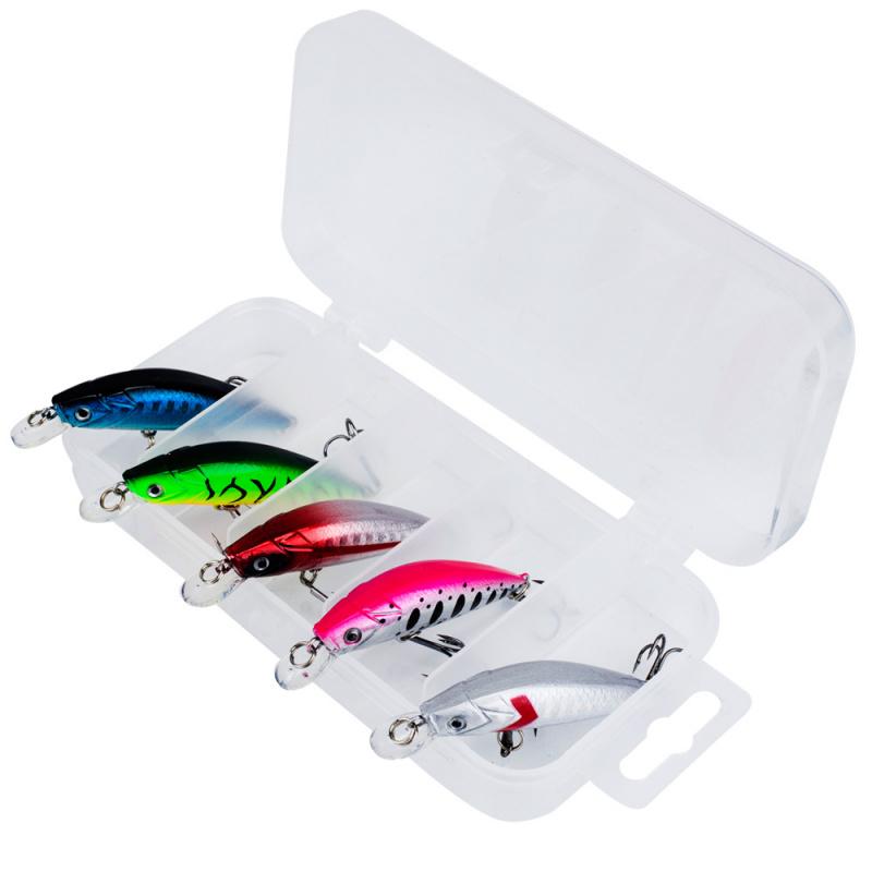 5PCS 5.7CM 6GJapanese-style Sinking Minnow Vibrating Five-eye Fishing Lure, Artificial Bait for All Swimming Layers, Minnow Hard