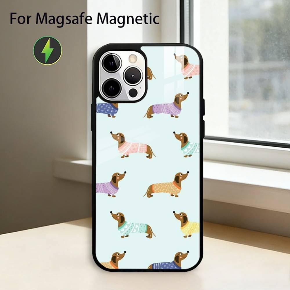 Cute Dachshund Sausage D-Dog Phone Case For iPhone17,16,15,14,13,12,11 Plus,Pro Magnetic For Magsafe Wireless Charging