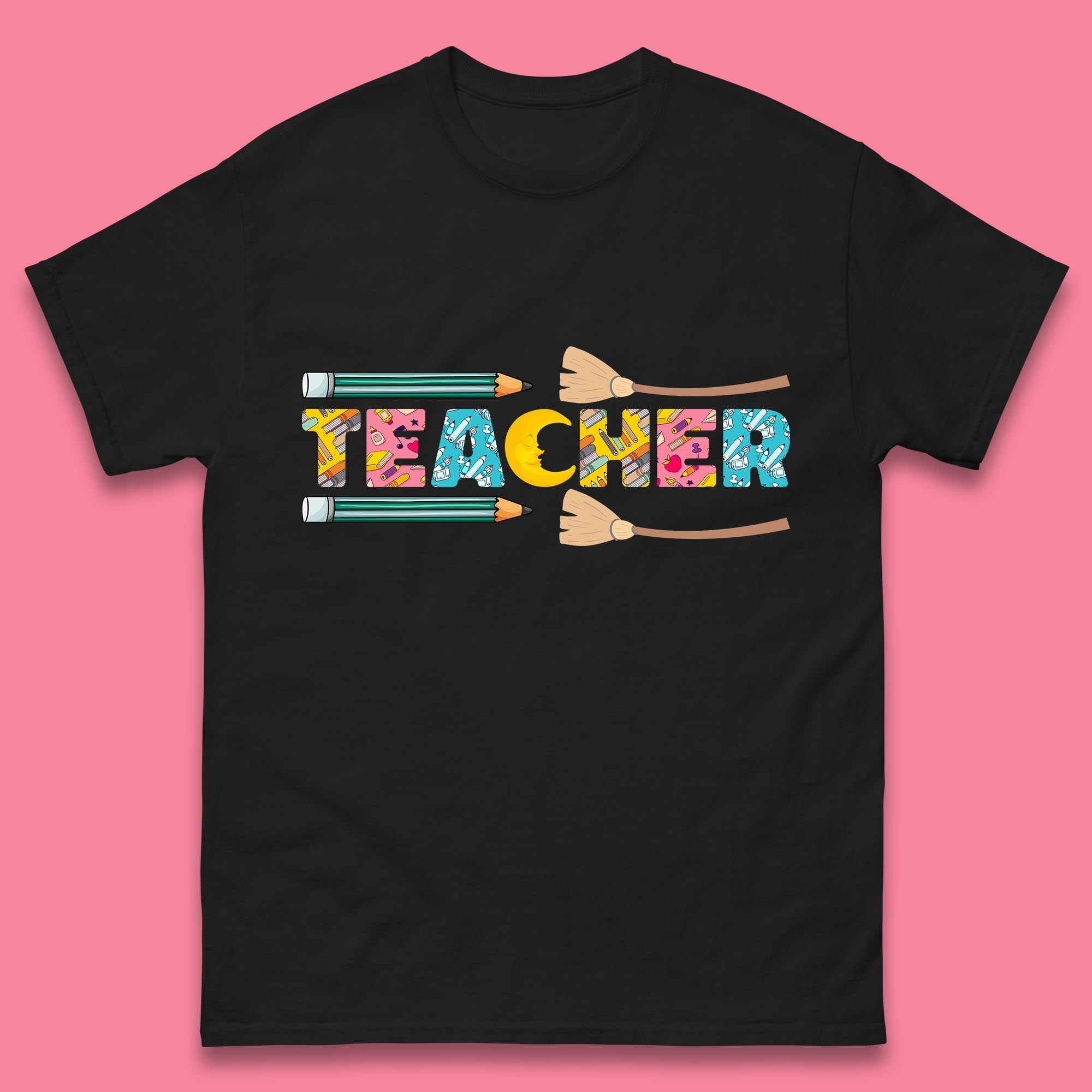 Halloween Teacher Spooky Teacher Ghost Halloween School Mens Tee Top 2XL