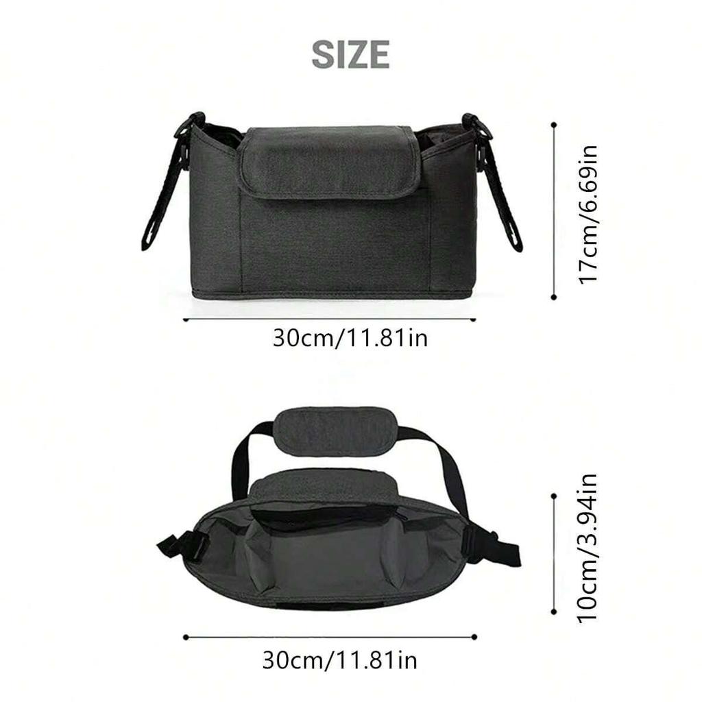 Multifunctional Baby Stroller Organizer Bag with Large Capacity & Milk Bottle Holder