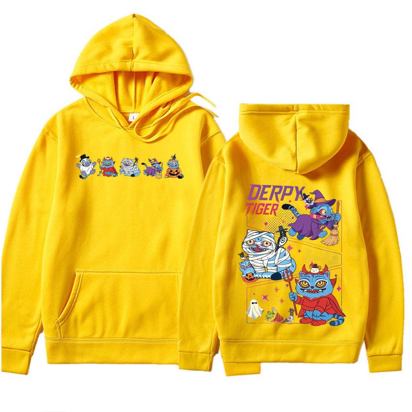 Dam KPop Demon Hunters Derpy Tiger Dubbelsidig Tryck Gotiska Huvtröjor Hipster Herr Sweatshirts Tröja Tonåringar
