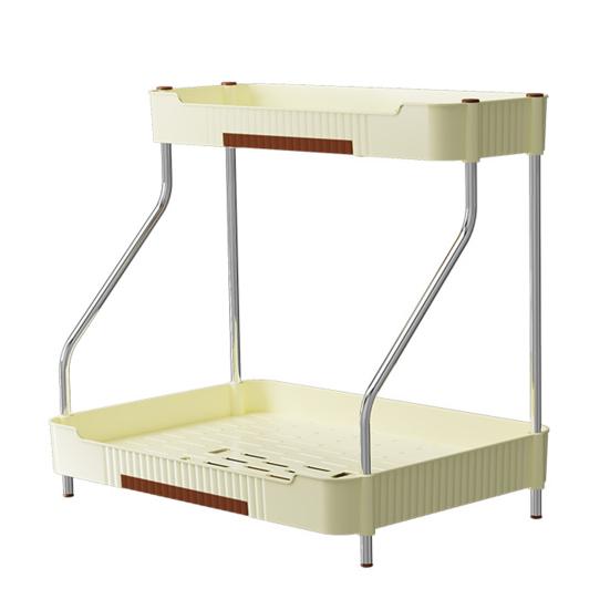 2-Tier Kitchen Counter Organizer Storage Shelf with Drip Trays Countertop Organizer Rack for Bottles And Jars Kitchen Bathroom