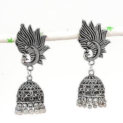 Natürlicher Indischer Look Jhumki Edelstein Silber Tribal Bali Ohrring 2,21" d7c89