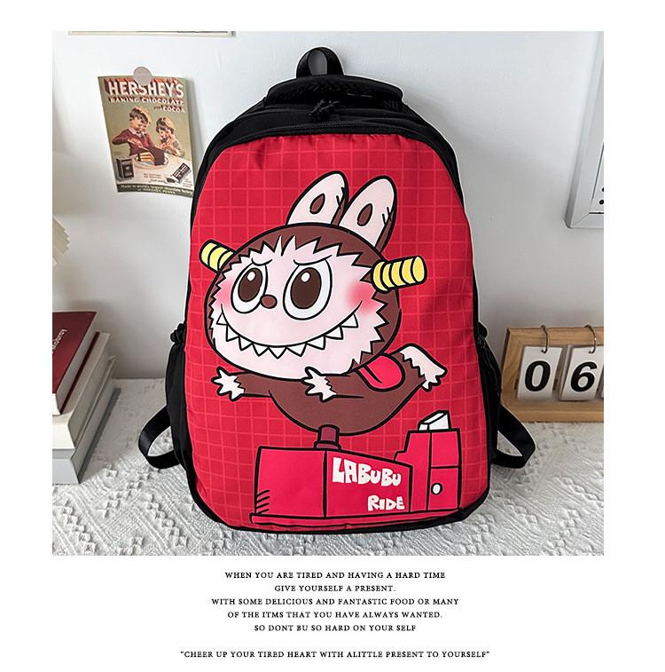 Versatile Labubu Fashionable Backpack For Unisex Students Perfect For School With Comfortable Arch Shoulder Straps красный