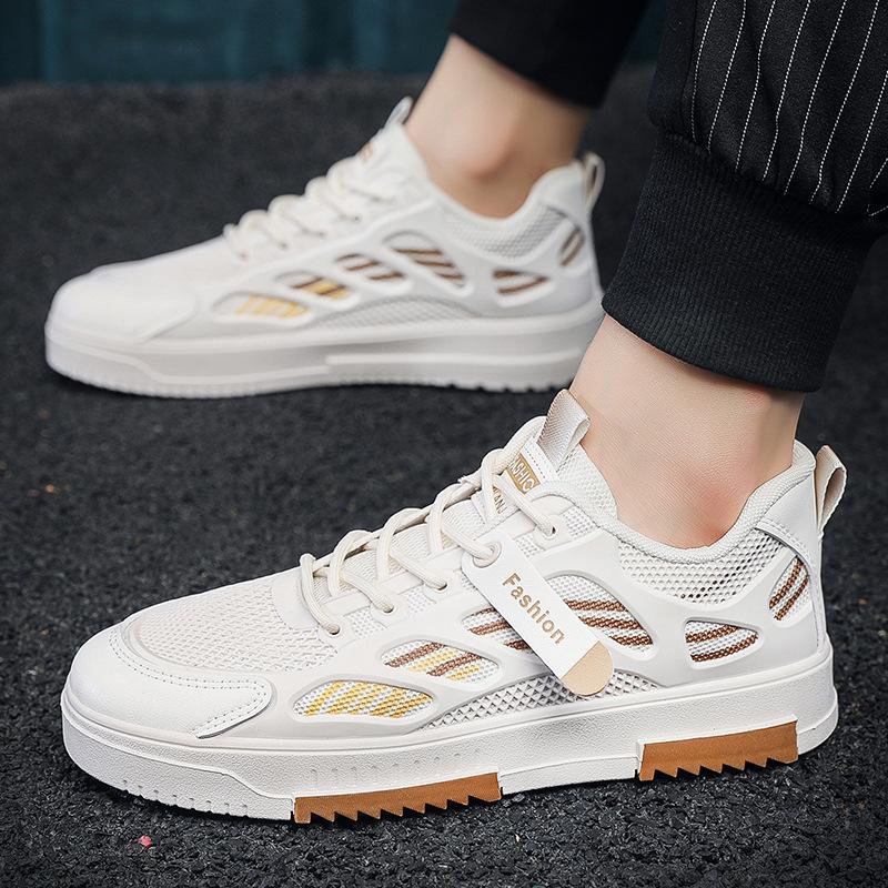 Fashion Men's Breathable Summer Thin Mesh Sports Shoes Slip-On round Toe PVC Bottom Casual Shoes PU Insole Comfortable All-Match Sneaker