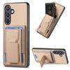 For Samsung Galaxy S25+ Case with Card Holder Kickstand Fiber Pattern Leather Back Cover