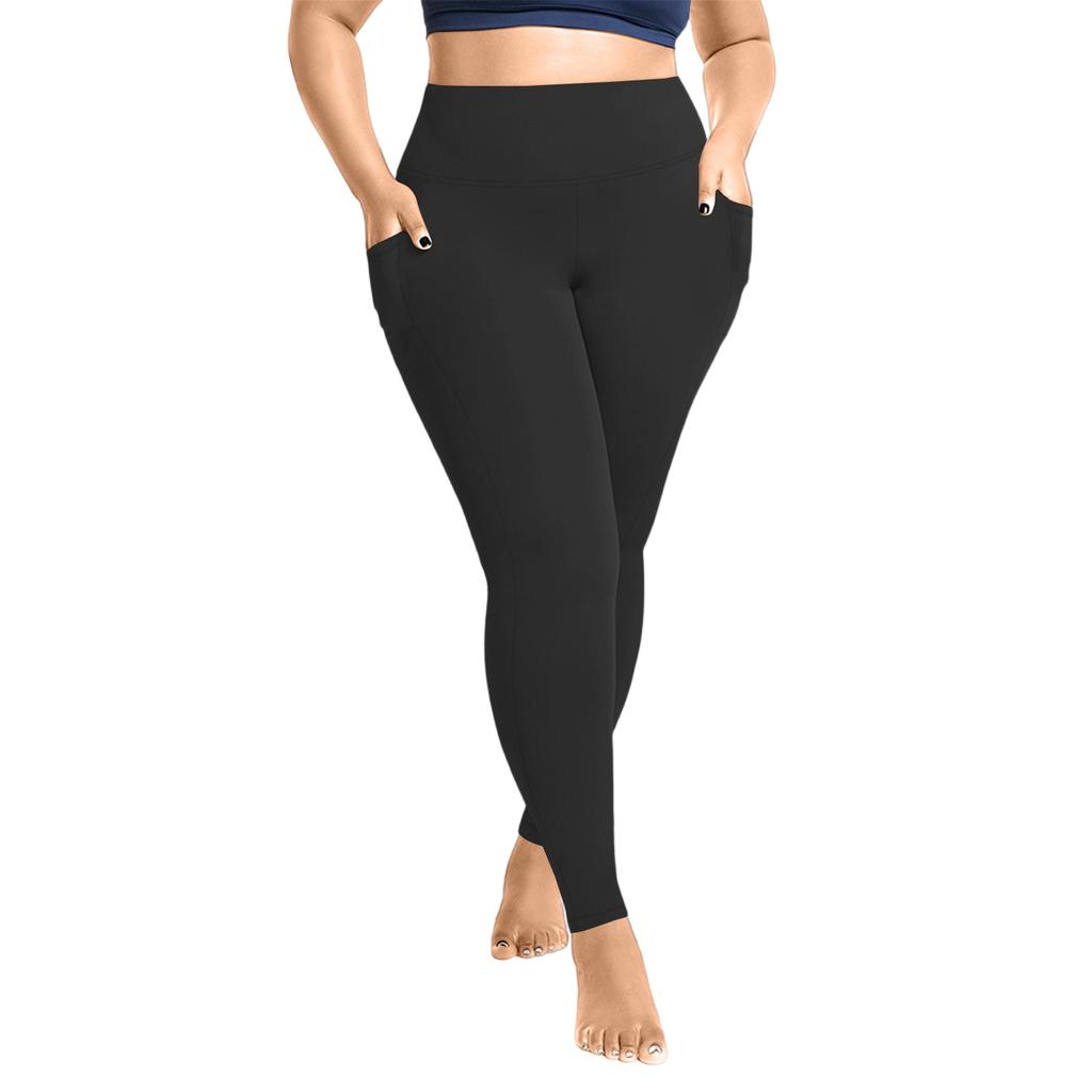 Women Workout Out Pocket Leggings Fitness Plus-size Sports Running Yoga Trousers