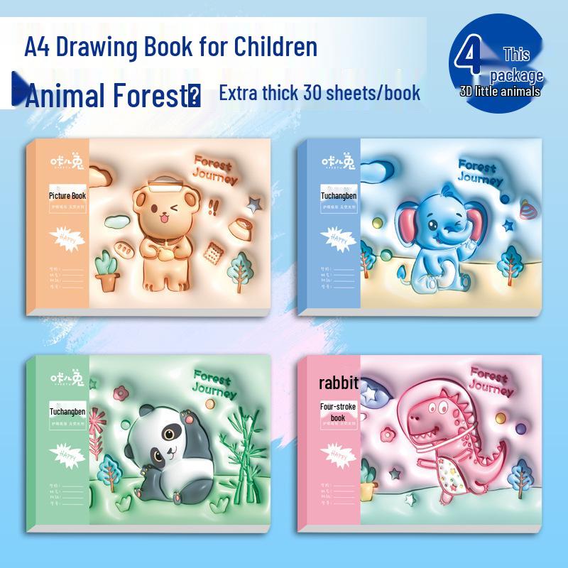 Extra Thick A4 Tearable Ink-Proof Blank Sketchbook for Kids