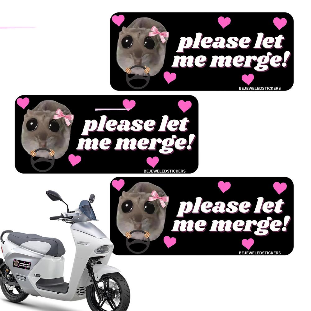 Sad Hamster Driving Sticker 3pcs Bumper Sticker Decal Cute Driver Sticker Funny Car Sticker Funny Hamster Big Eyes Decal For