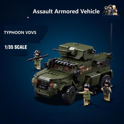 519 PIEZAS Armas Militares Vehículo Blindado de Asalto Camión Todoterreno Bloques de Construcción Modelo Soldado Ladrillos Ejército de la Segunda Guerra Mundial Juguete para Niños Regalos SIN CAJA