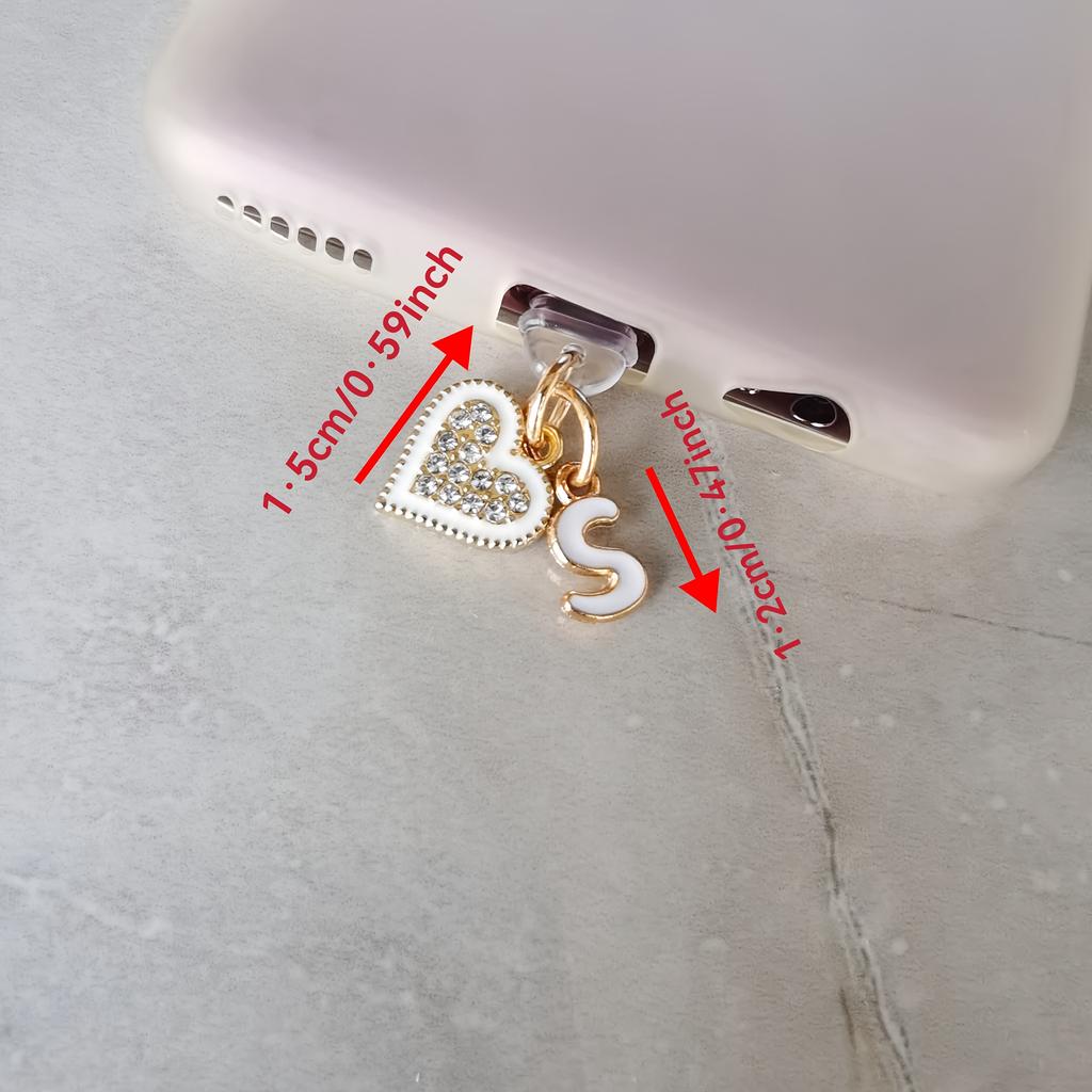 1 Stück Neuer Kreativer Herz- und Buchstaben-Handy-Staubschutzstecker, Geeignet für iPhone- und Typ-C-Anschlusszubehör, Feiertagsparty-Geschenk, Gedenksouvenir