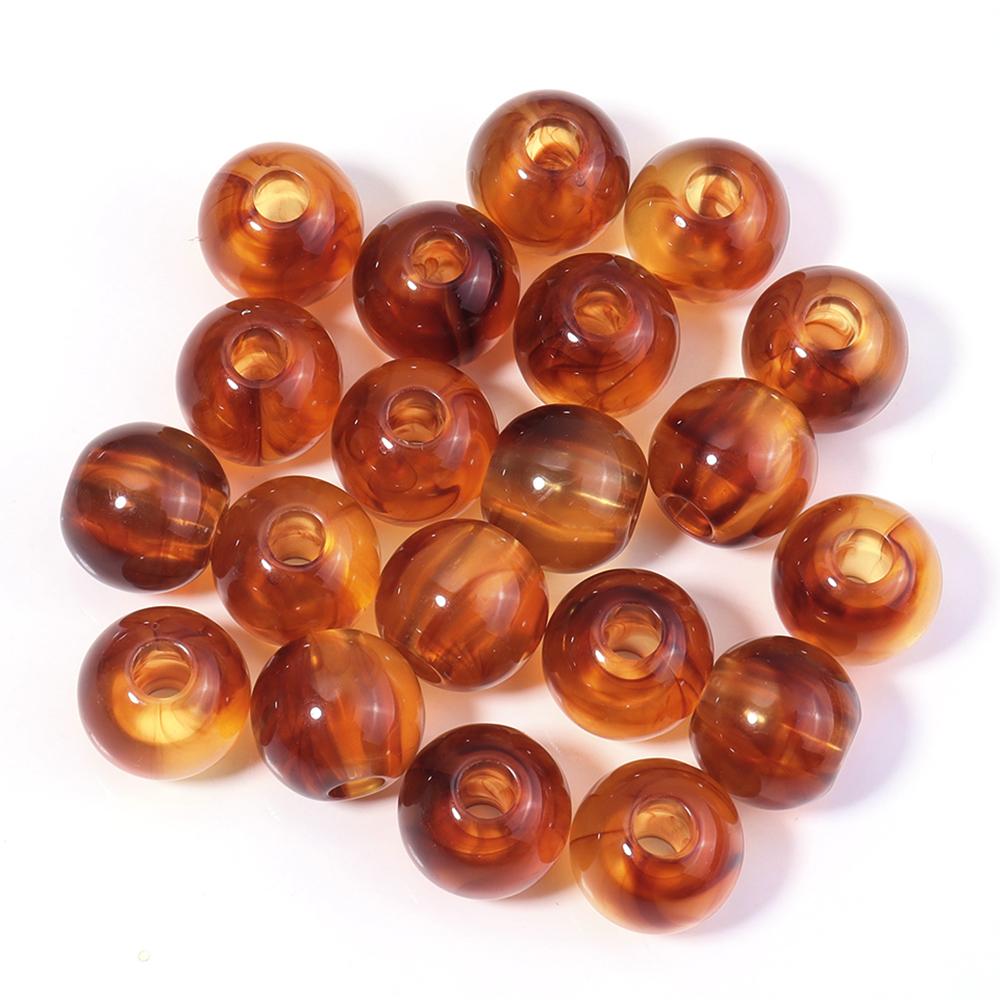 10-200pcs 8/10/12/14/16/18/20mm Acrylic Amber Beads Round Big Hole Loose Spacer Beads For DIY Jewelry Making Bracelets Necklace