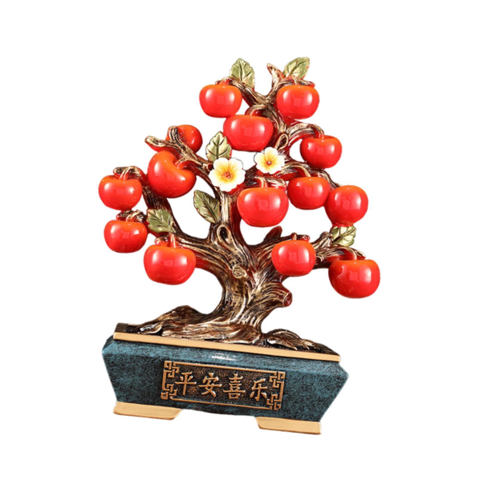 

Persimmon Resin Statue Holiday Table Centerpiece Collectible Chinese Lucky Decoration for Home Farmhouse Party Festival Cabinet