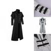 Retro Long Woolen Coat With Split Design For Stage Plays And Fashion Shoots