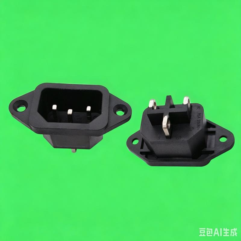 IEC C14 3 Pin Screw Mount Male Power Socket Universal Compatible 10A 250V for Home Electronic DIY Projects