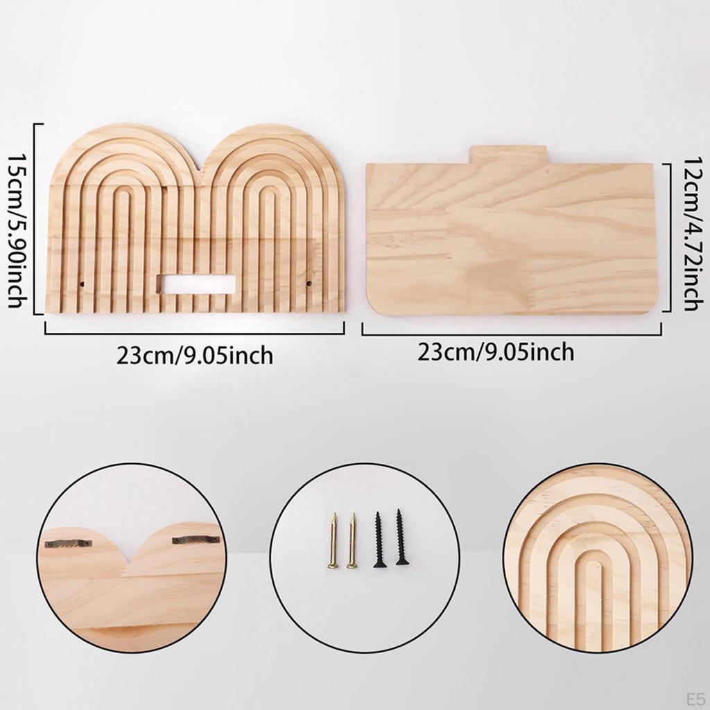 Boho Wall Shelf Arch Modern Book Display Bohemian Trinket Storage Rack Wood Float Shelves for Living