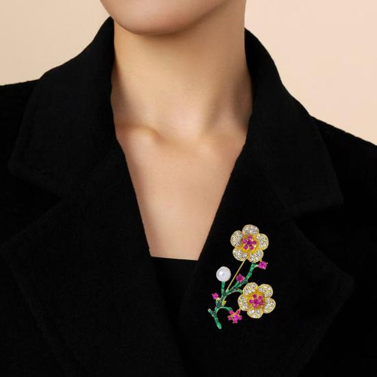 Brooch Pin Sparkling Rhinestones Inlaid Fine Craftsmanship Collar Pin Cardigan Hat Bag Clothing Decoration