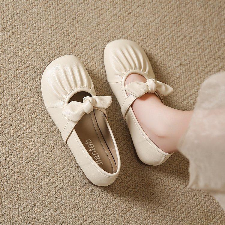 Evening Breeze Gentle Single Shoes Women's 2025 New Spring and Summer Bow One Pedal Pregnant Women Soft Flat Mary Jane Doudou Shoes