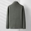 Solid Color Men Coat Stand Collar Cardigan Jacket Polar Fleece Lining Long Sleeve Zipper Placket Daily Wear Outwear