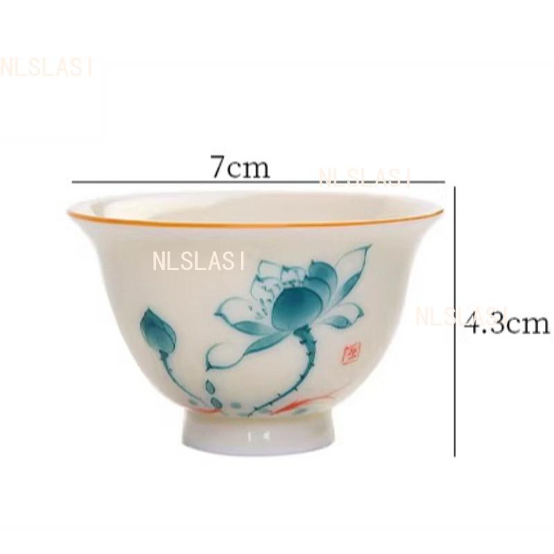 2PCS Ceramic Hand-painted Tea Cups Chinese Plant Patterned Tea Bowl Living Room Coffee Cup Household Tea Ceremony Accessories
