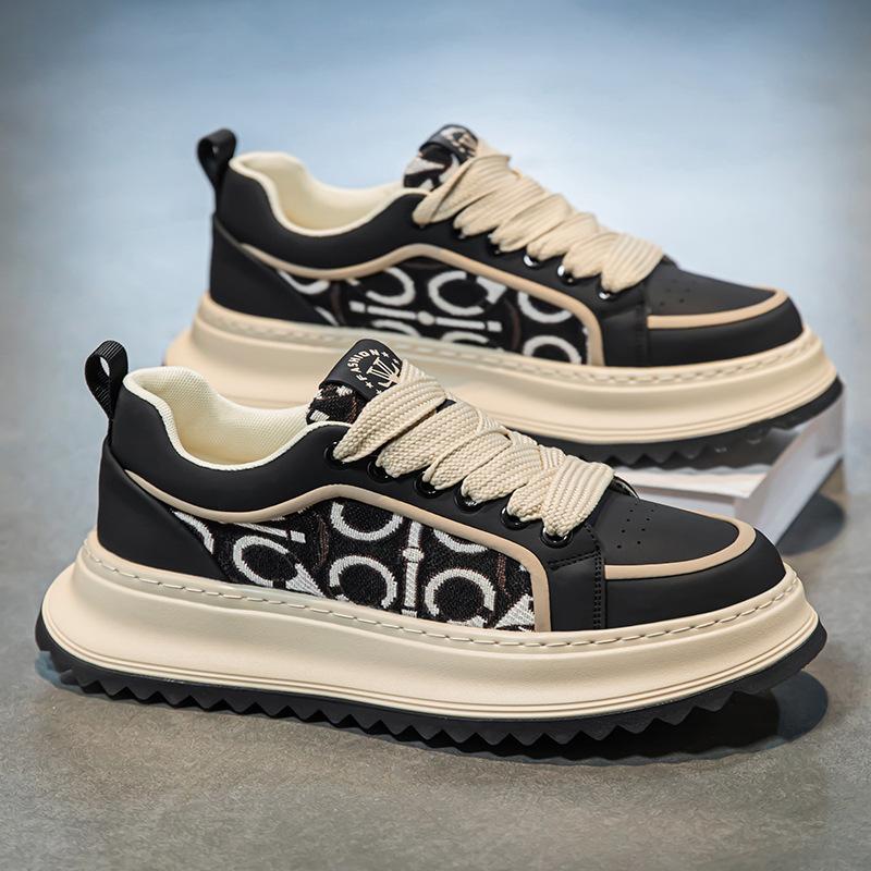 

Трендовые универсальные вышитые тканевые повседневные туфли 2025 весна новая мужская обувь персонализированные легкие комбинированные увеличивающие рост кроссовки для папы 39 чёрный