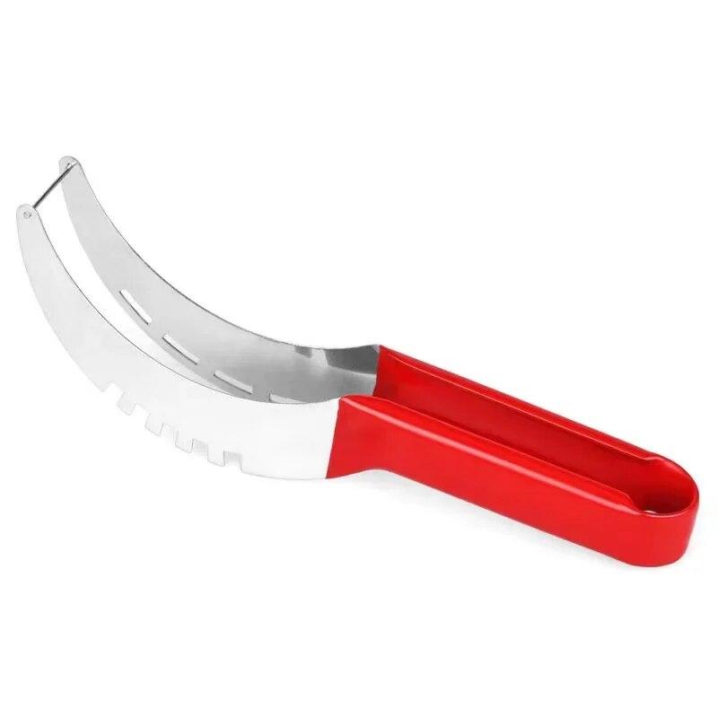 Watermelon Slicer Cutter Stainless Steel Color Non-slip Plastic Wrap Handle Not Hurt Hands Cantaloupe Kitchen Fruit Cutting Tool