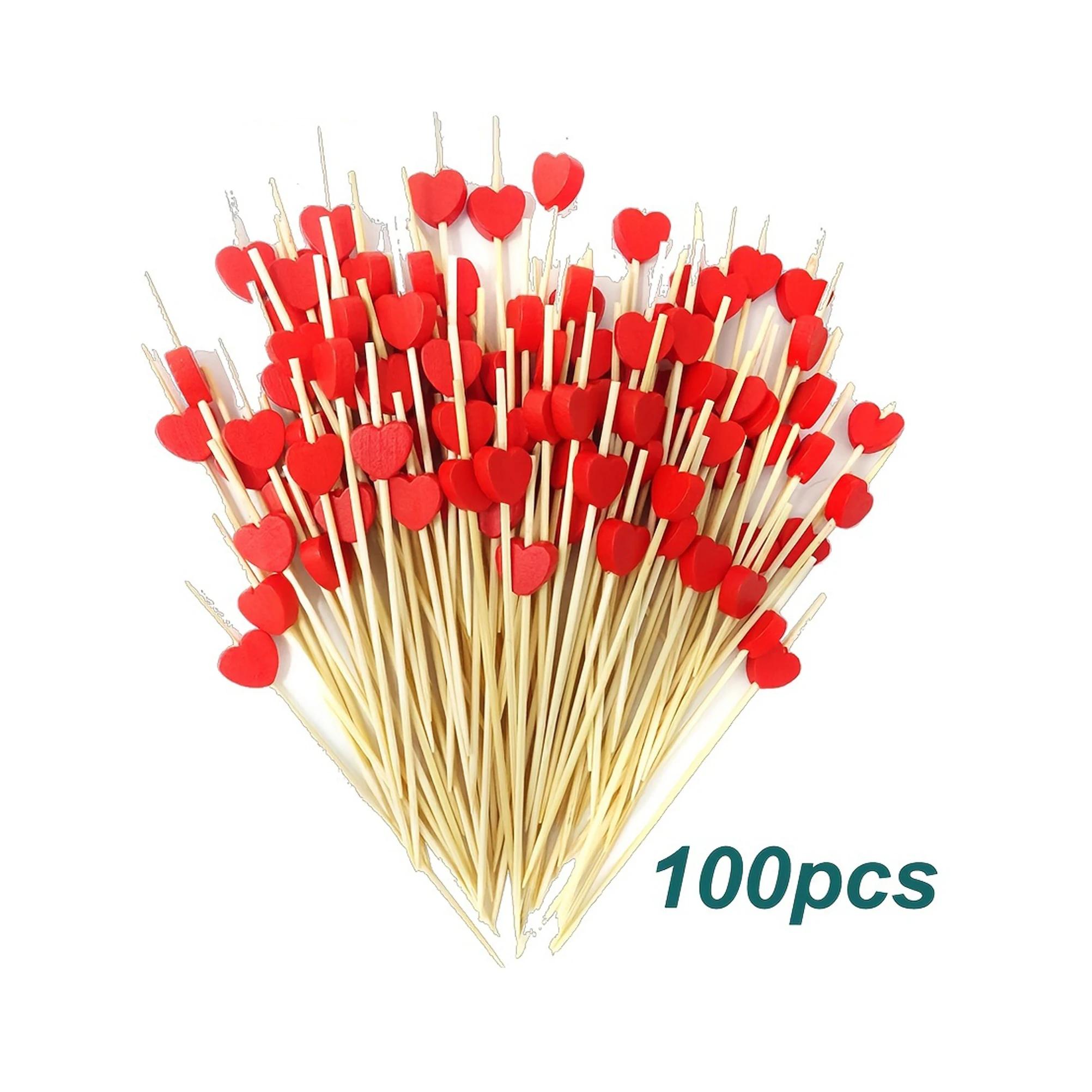 

100pcs Golden Bamboo Roostertail Picks-Decorative Toothpicks for Appetizers,Drinks,Desserts,and Charcuterie Boards-for Weddings