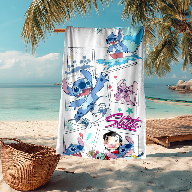 Ultra-Soft Beach Towel with Stitch Theme,Ideal for Pool - Camping, Diving - Perfect Travel Essential, Vibrant Beach Towel.