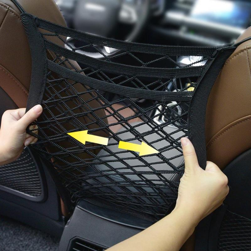 Universal Pet Car Barrier Net With Storage Pockets, Adjustable Mesh Divider For Suv And Sedan Backseat
