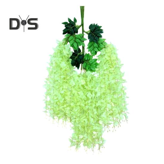 

12 шт. искусственных цветов глицинии, устойчивых к ультрафиолетовому излучению, искусственные цветы глицинии, подвесные искусственные цветы, виноградная лоза для патио, вечеринки, украшения для дома и интерьера зелёный