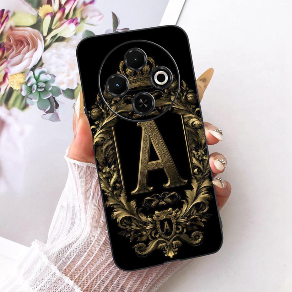 2025 Fashion Crown Letter Case For Tecno Spark 30C 30 Pro 4G Black Silicone Soft Cover For Tecno Spark30C 30 30Pro Phone Cases