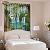 2pcs Natural Scenery Forest Printing Perforated Blackout Curtains   Multi Size Living Room Insulation Decoration
